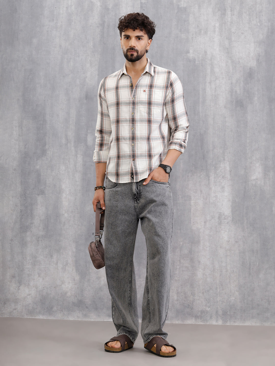 Dobby Textured Shirt In Slim Fit | White
