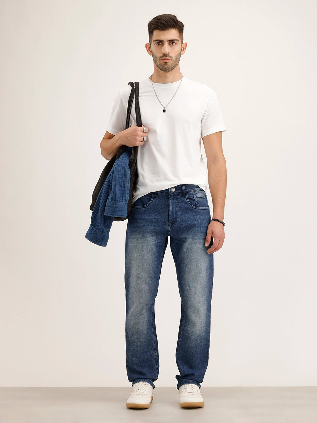 Relaxed Fit Faded Denim Jeans | Light Blue