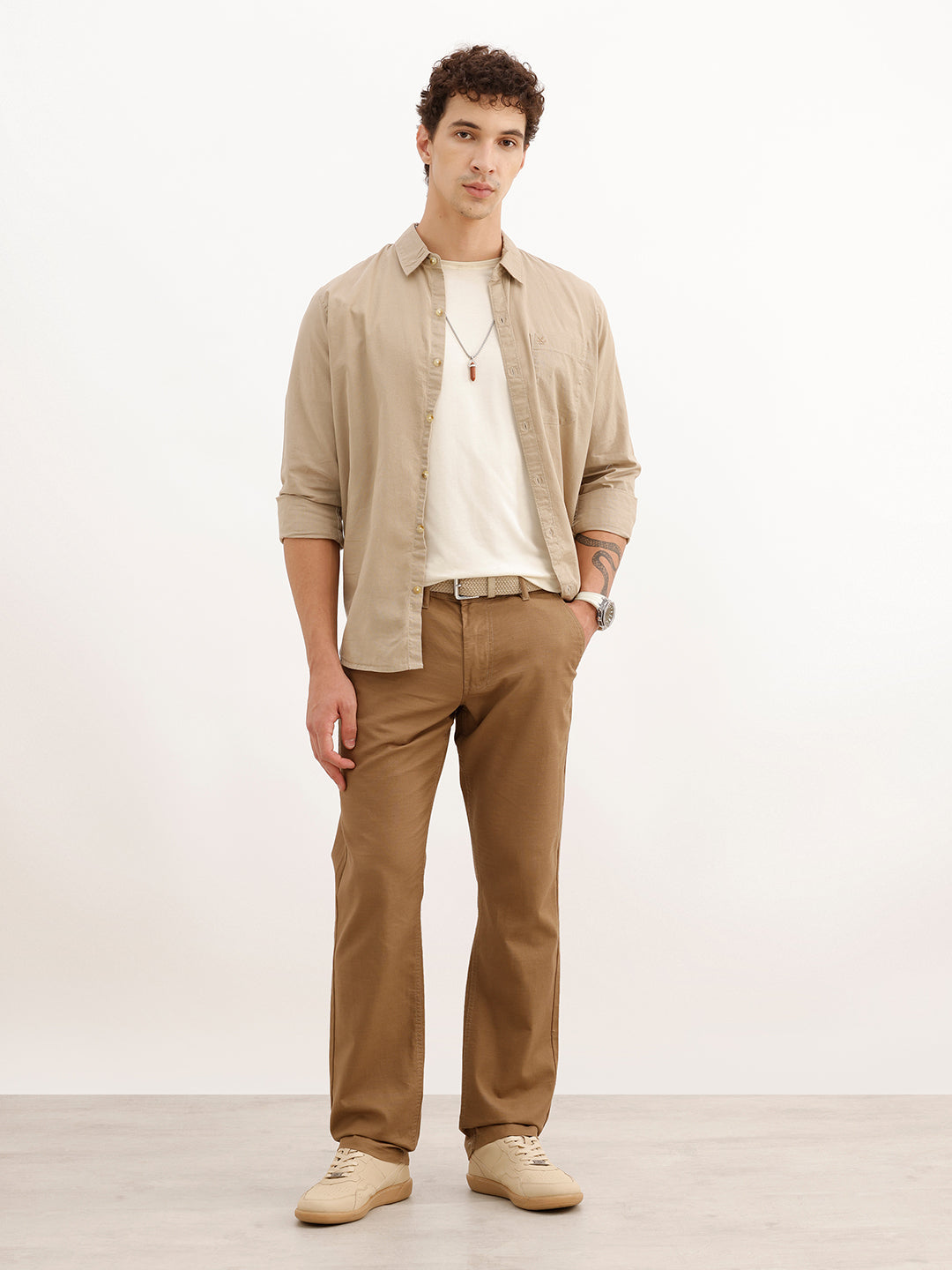 Solid Straight Fit Trouser | Khaki