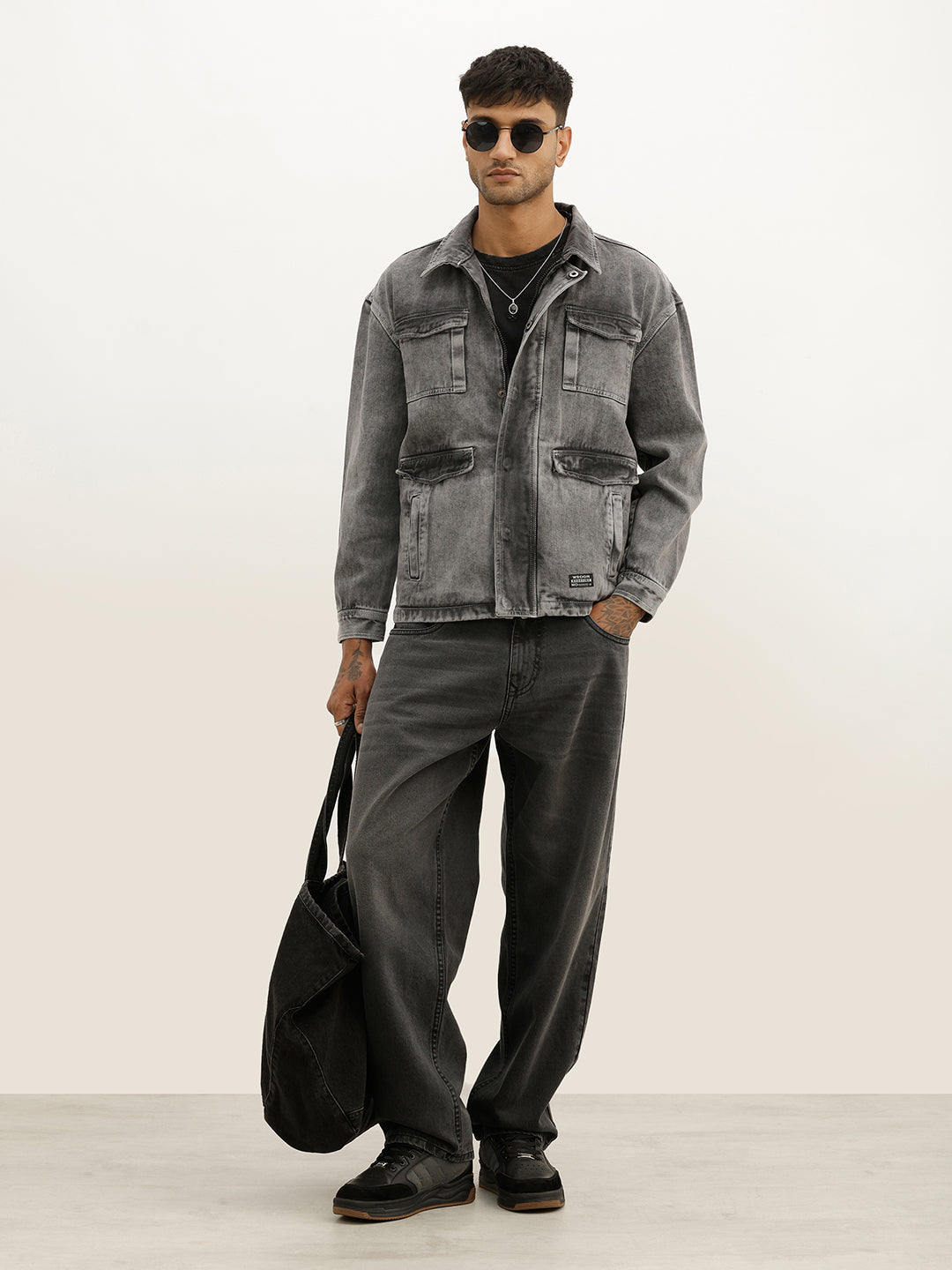 Slim Fit Douible Pocket Denim Jacket | Grey