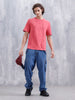 Men Solid Comfort Fit Tshirt With Pipping Detail | Red