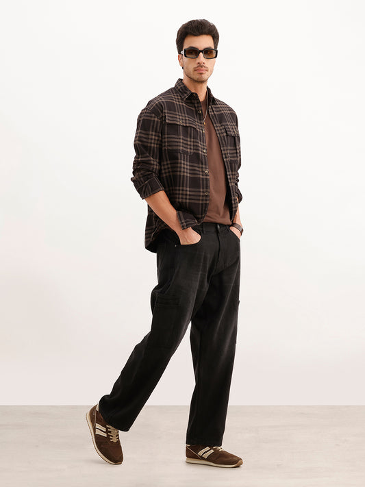 Classic Loose Fit Denim Cargos | Black