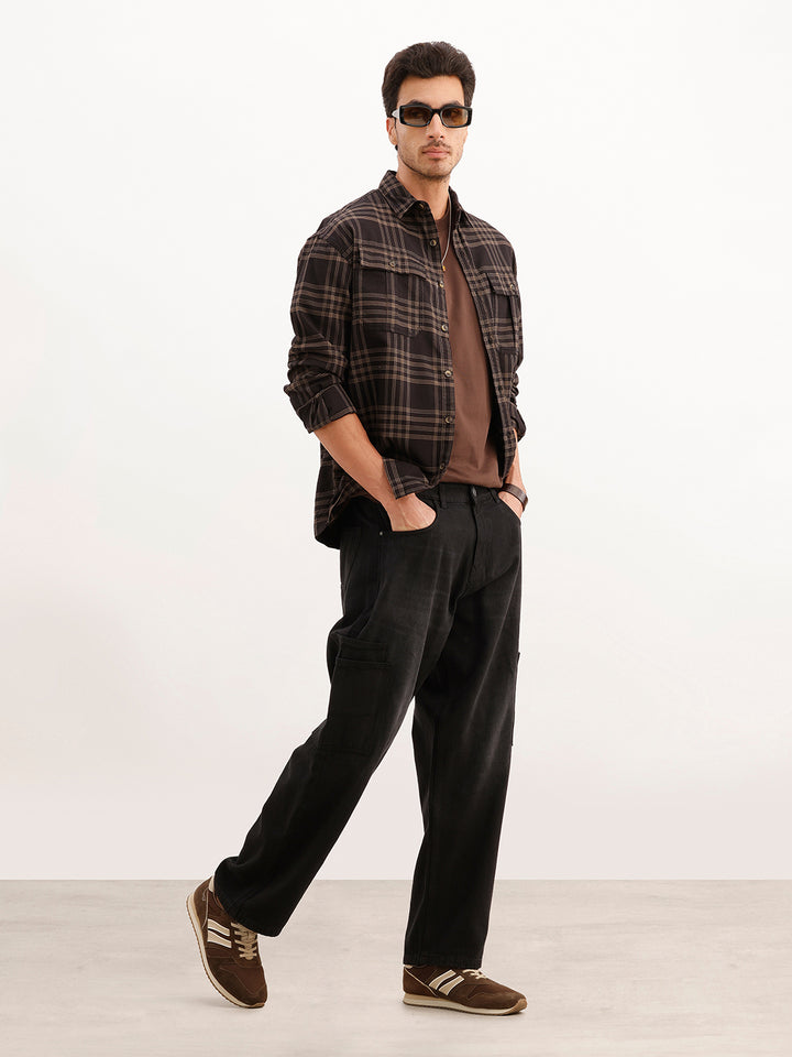Classic Loose Fit Denim Cargos | Black