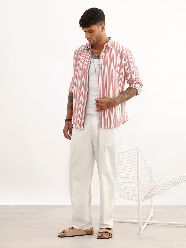 Classic Slim Fit Striped Shirt | Red