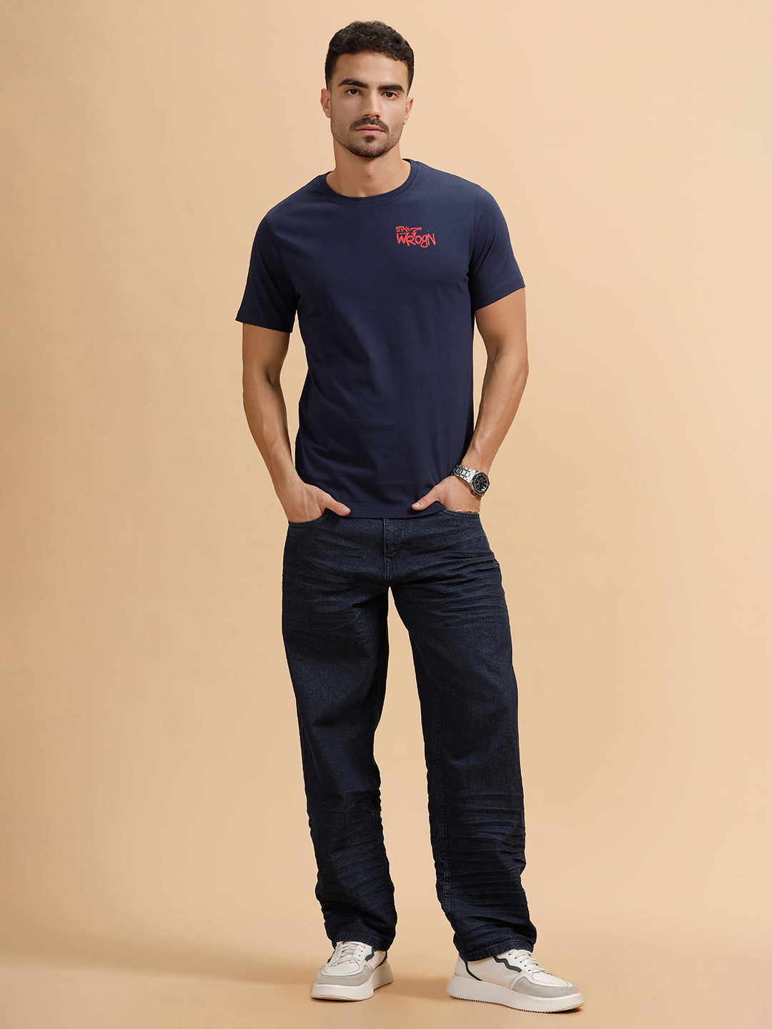 Solid Slim Fit T-Shirt  | Navy Blue