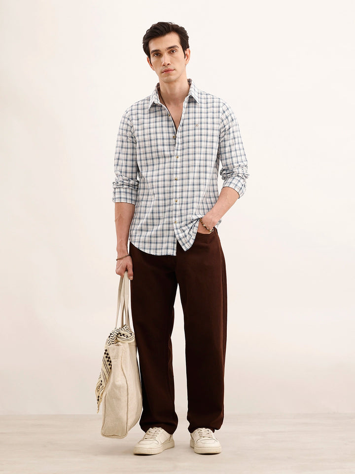 Claasic Slim Fit Checekered Shirt | Blue