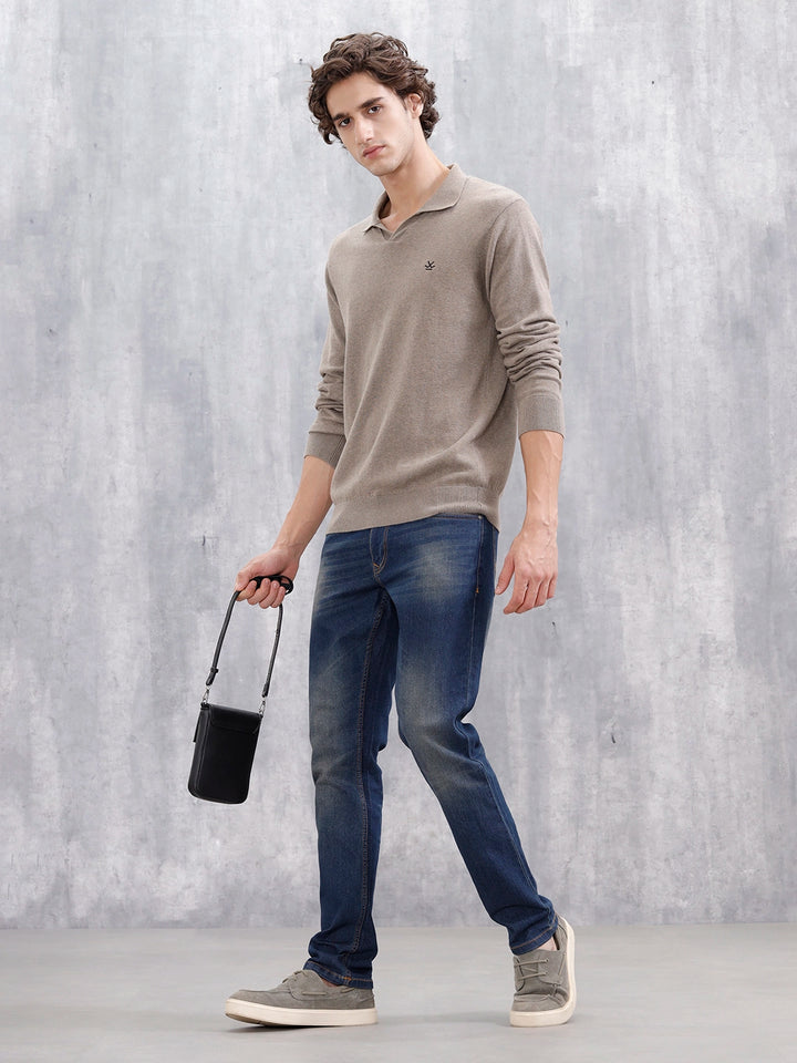 Men's Casual Slim Fit Jeans | Dark Stone