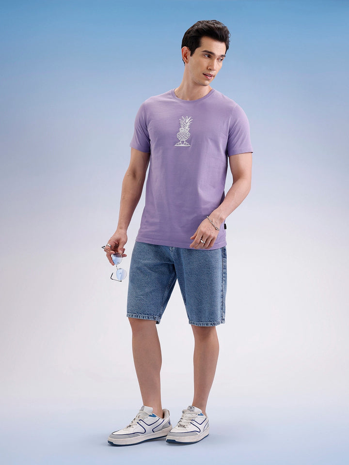 Slim Fit Classic Embroidered T-Shirt  | Purple