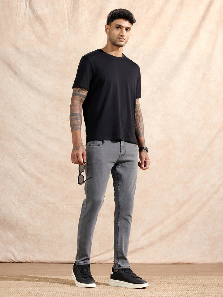 Solid Slim Fit Jeans | Light Grey