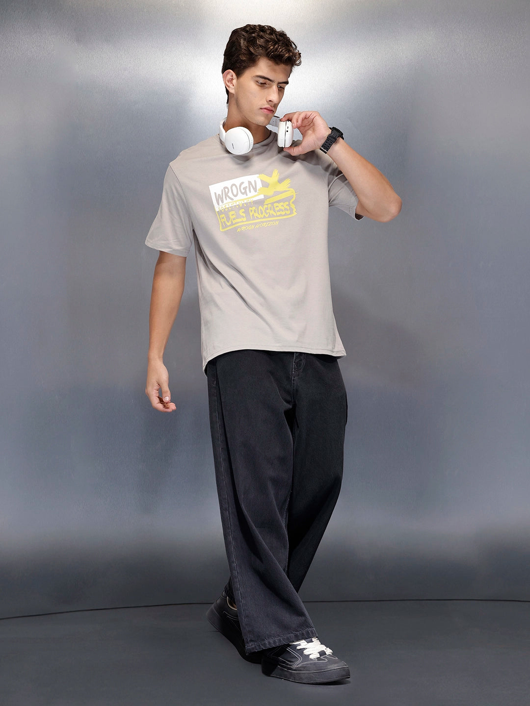 Men’sregular fit printed t-shirt | Grey