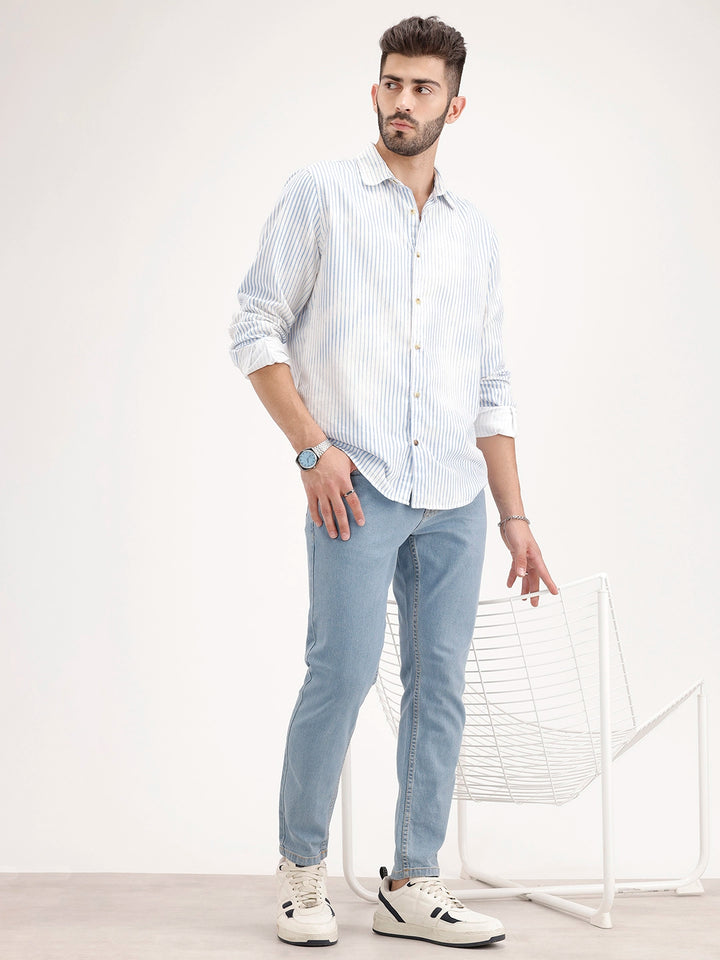 Solid Skinny Crop Denim Jeans | Light Blue