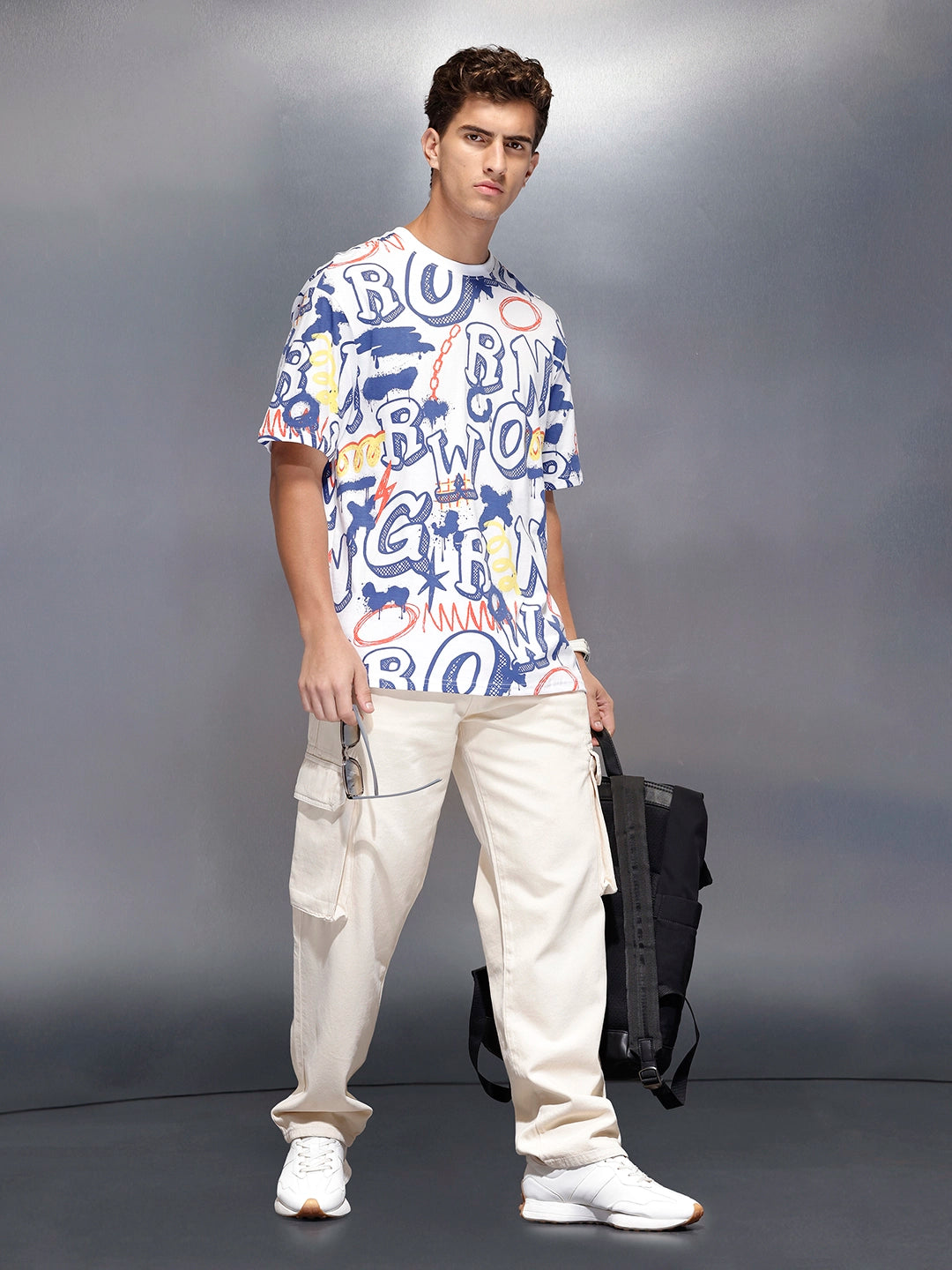 All-over print oversized T-shirt | White