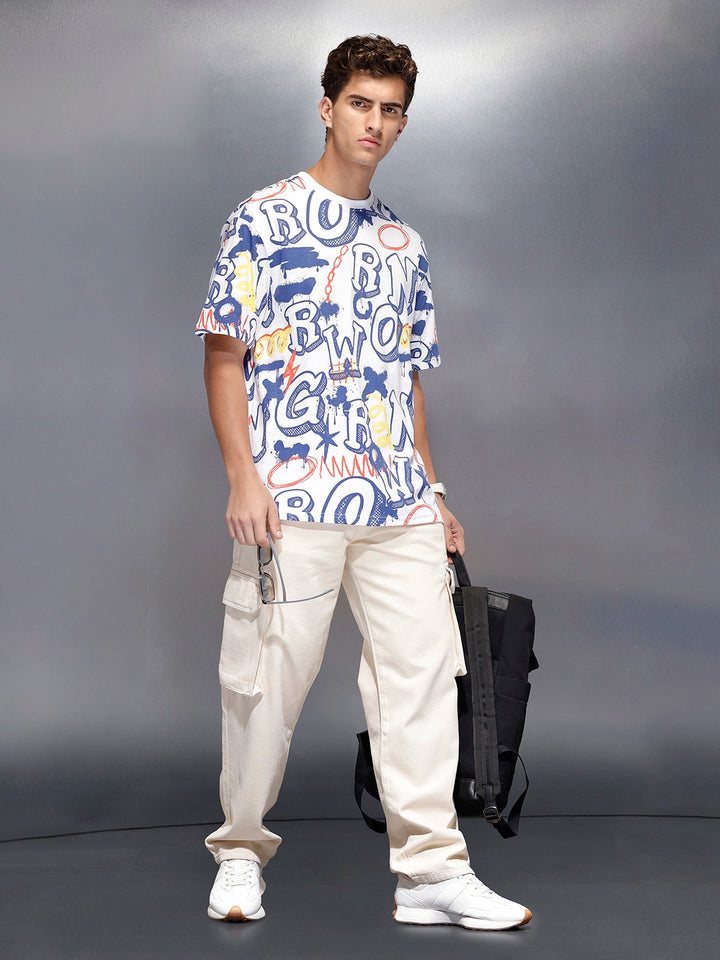 All-over print oversized T-shirt | White