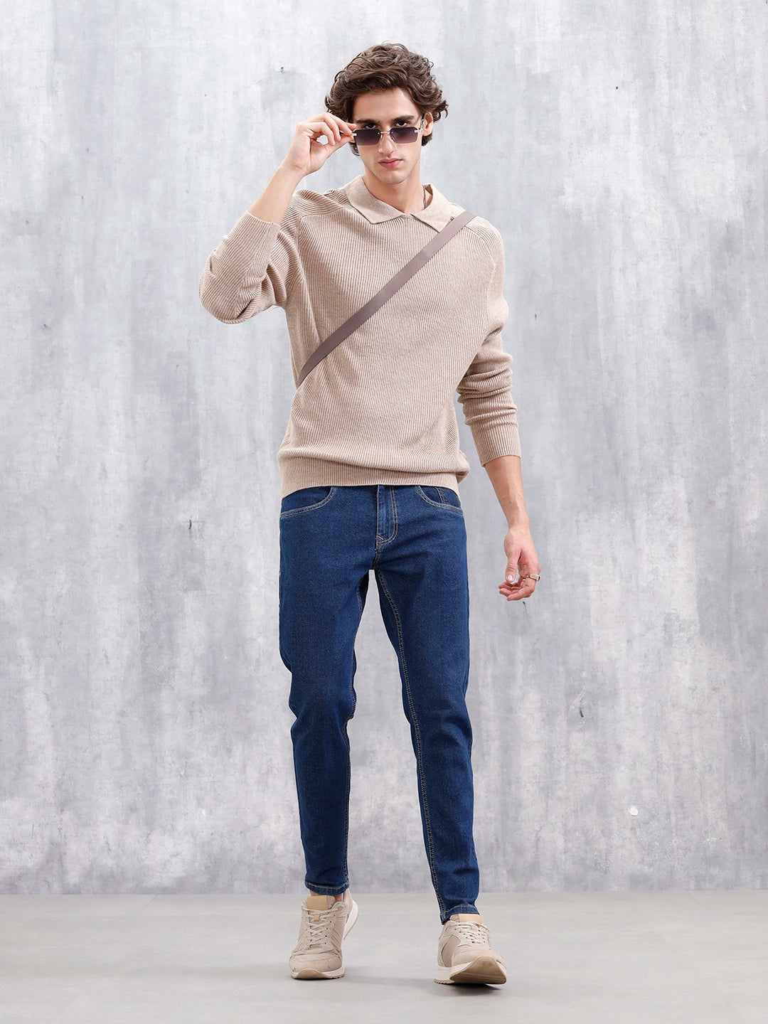 Men's Skinny Crop Casual Jeans | Dark Stone