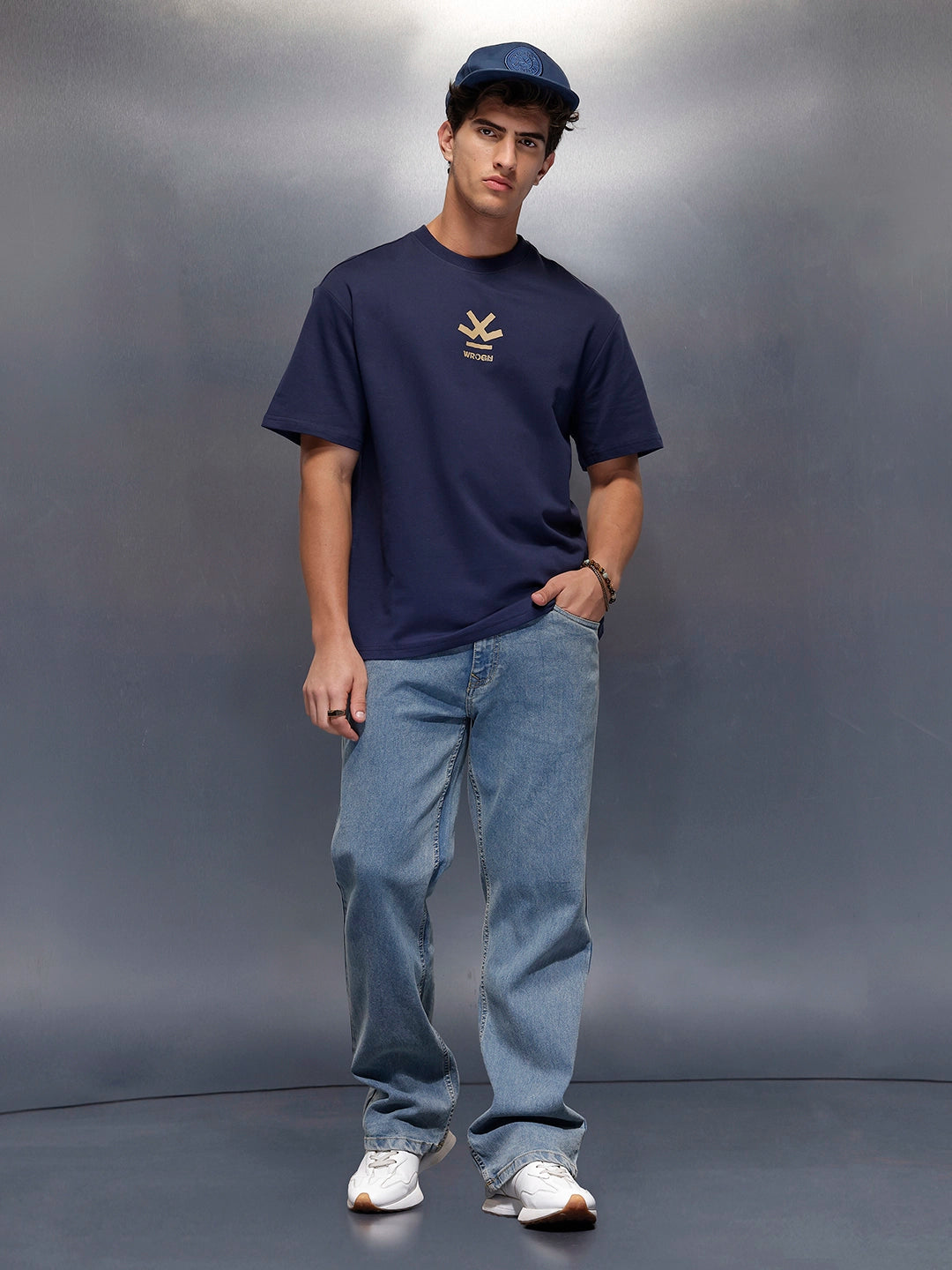 Classic Back Printed T-Shirt   |  Navy Blue