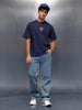 Classic Back Printed T-Shirt   |  Navy Blue