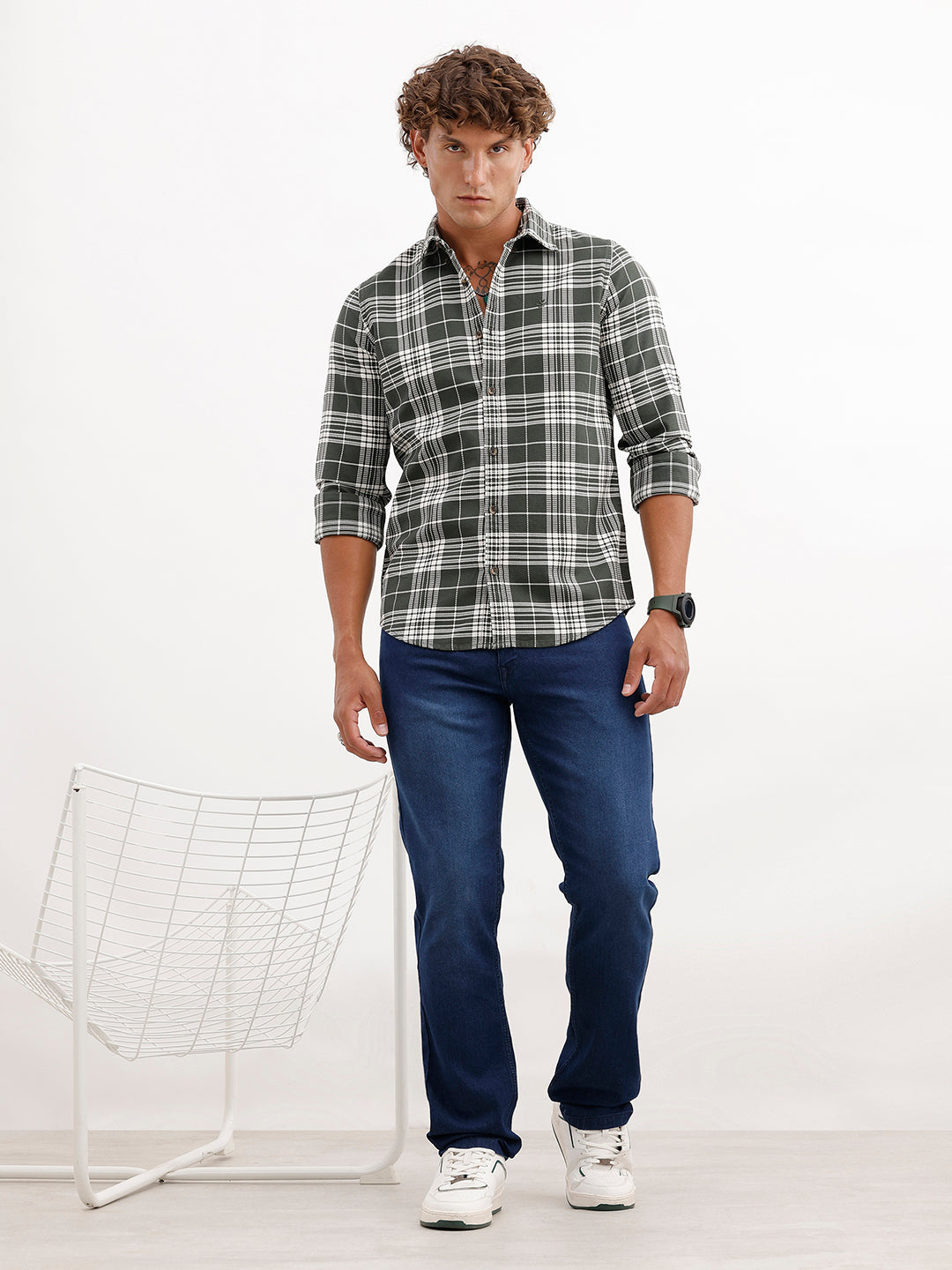 Straight Fit Light Faded Denim Jeans | Dark Blue