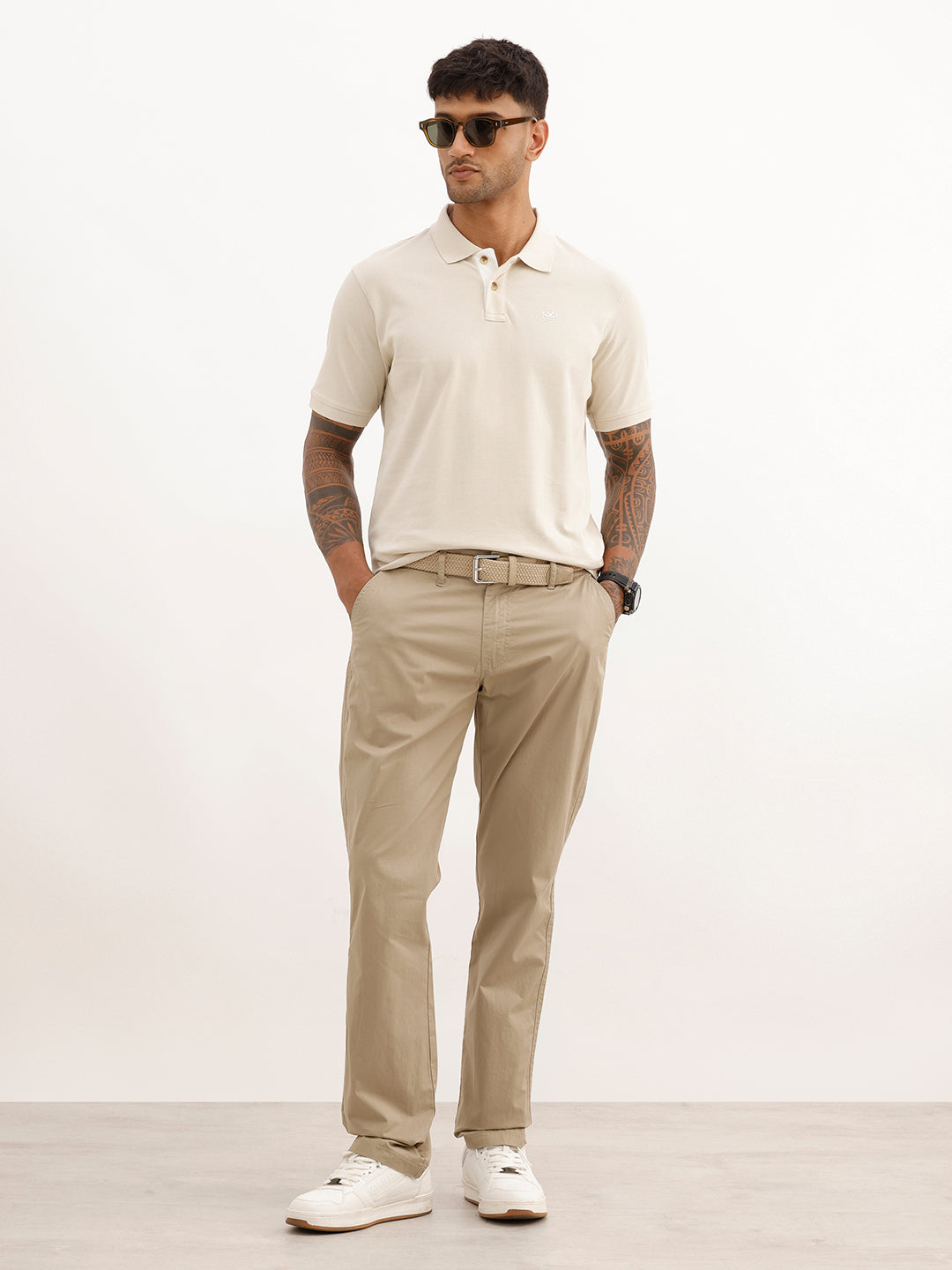 Solid HD Printed Polo T-Shirt | Beige | WWTS367F