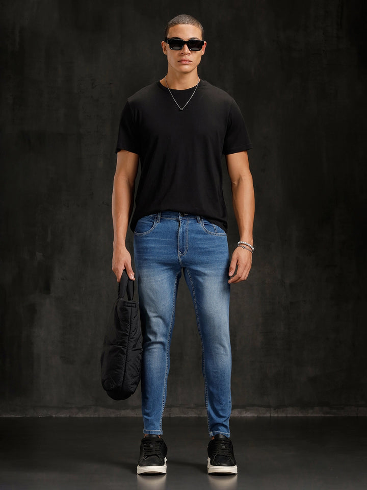 Heavy Fade Skinny Crop Jeans | Blue