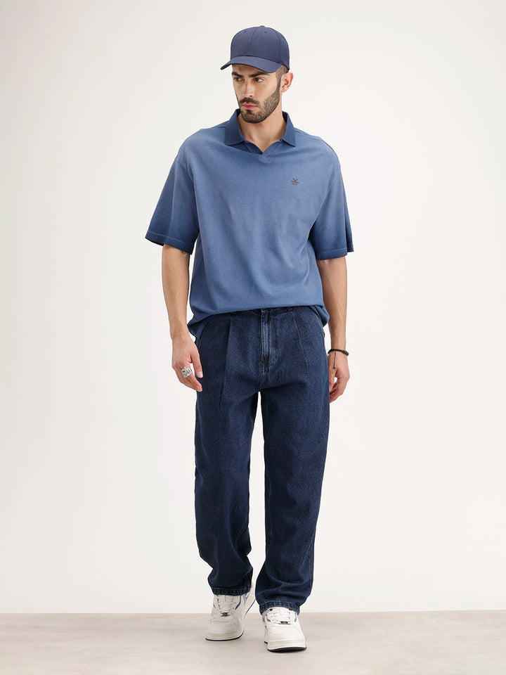 Barrel Fit Denim Jeans | Dark Blue