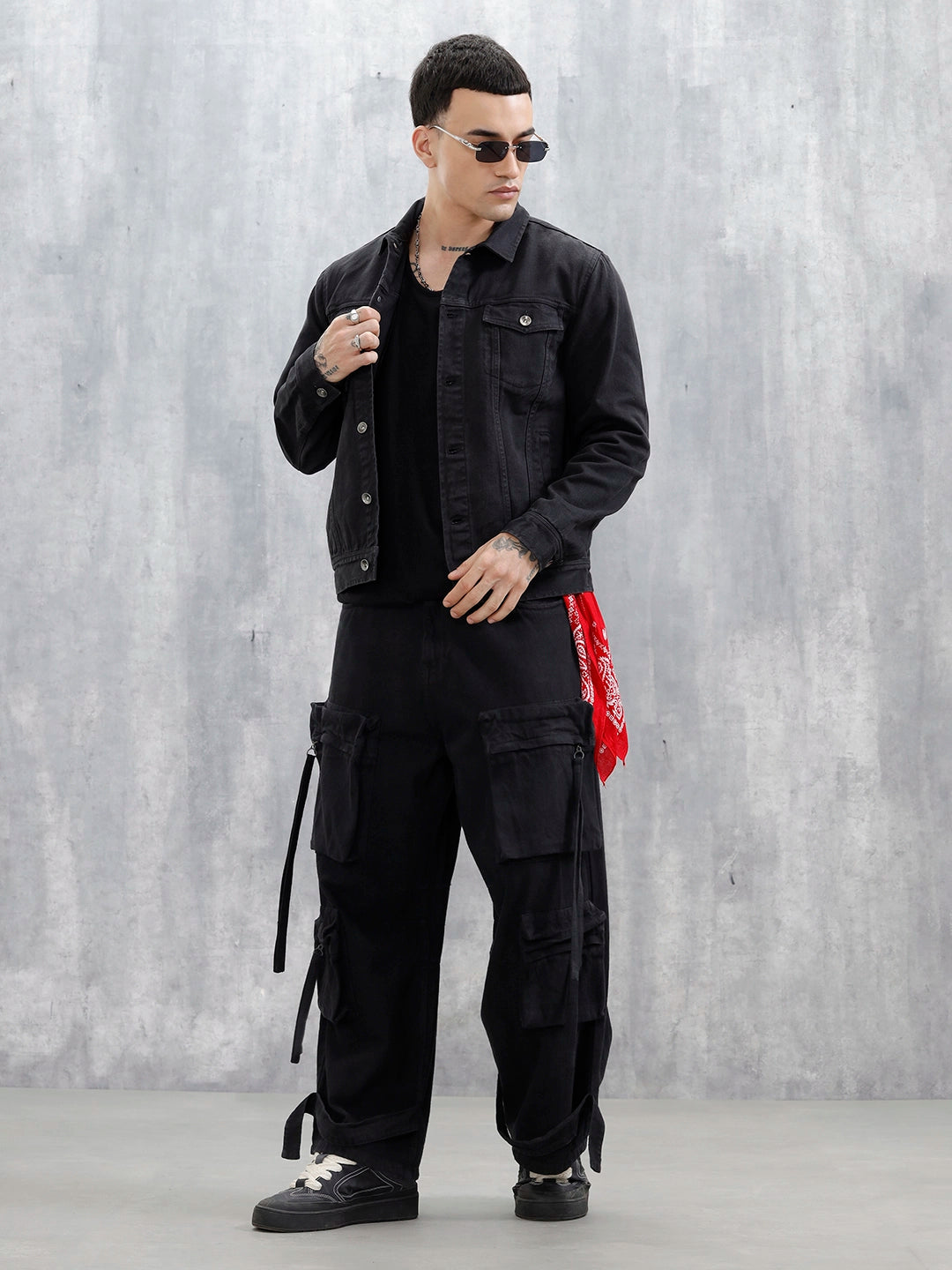 Wrogn Men's Solid Casual Denim Jacket | Black