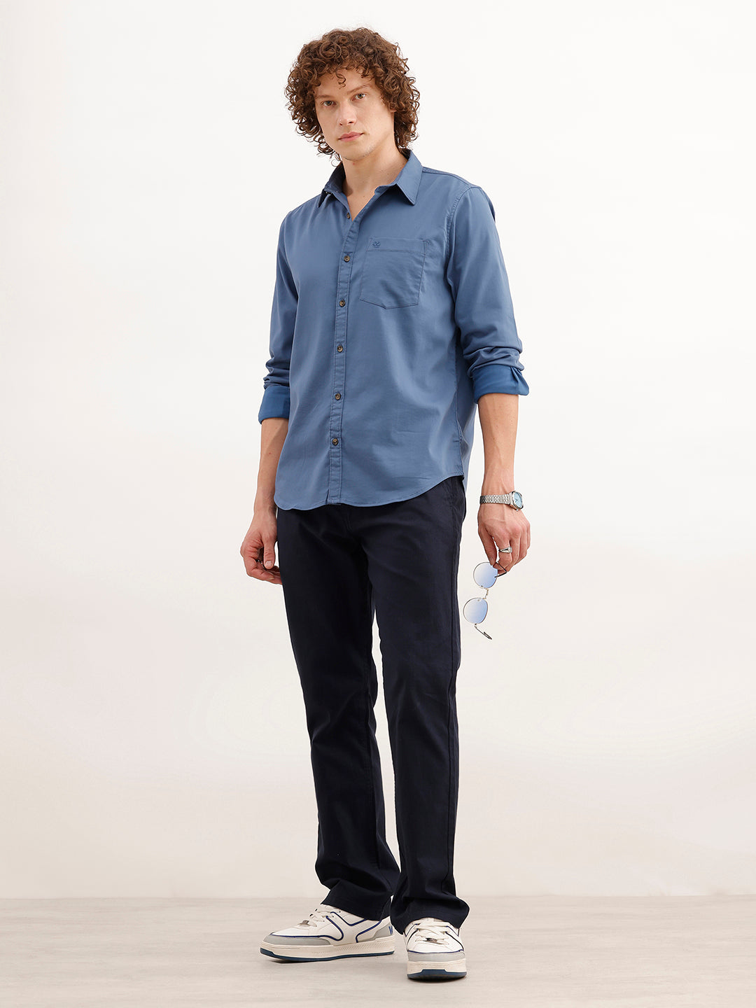 Solid Regular Fit Full Sleeves Shirt | Dark Blue