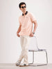 Jacquard Collar Polo T-Shirt  | Peach