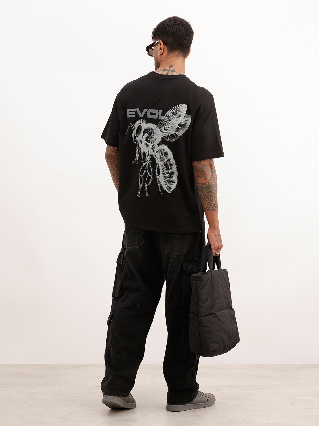Oversized Back Printed T-Shirt | Black | WTS02HSOS1357S