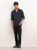 Slim Fit Striped Full Sleeve Shirt | Black