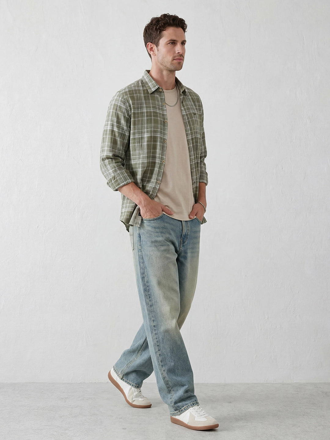 Slim Fit Checkered Shirt | Green