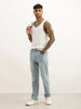 Washed Straight Fit Denim Jeans | Light Blue