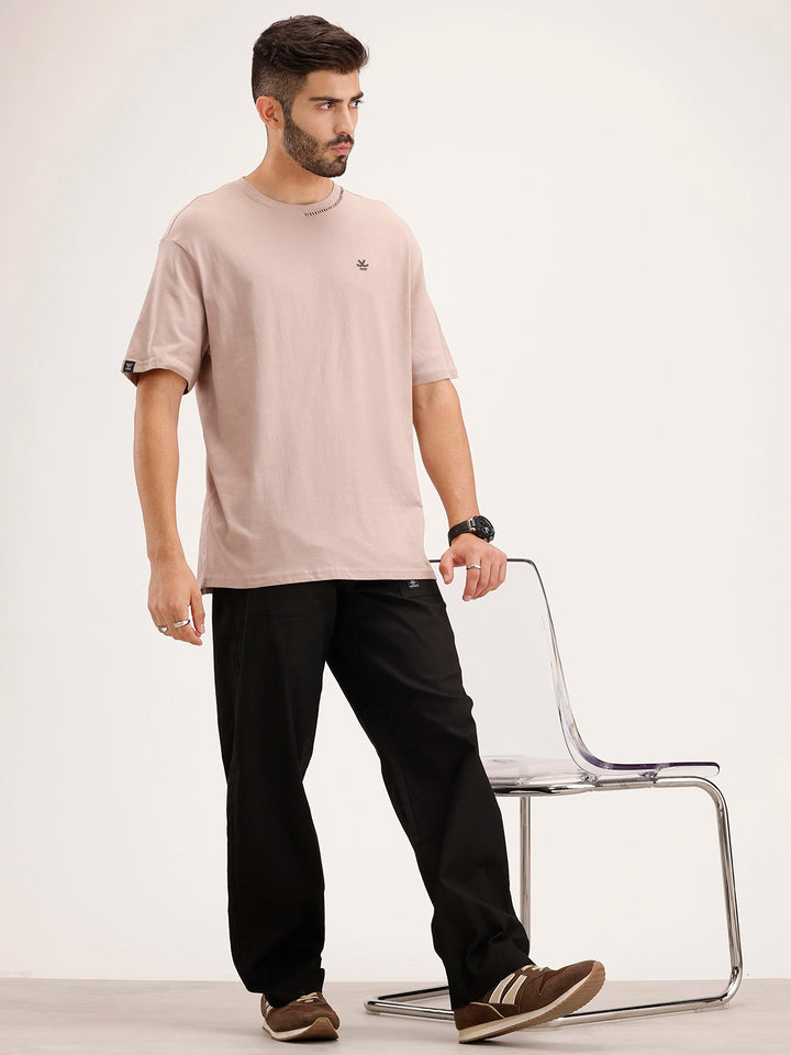 Solid HD Print T-Shirt | Brown