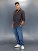 Men's Casual Regualr Fit Shirt With Placement Print | Dark Grey