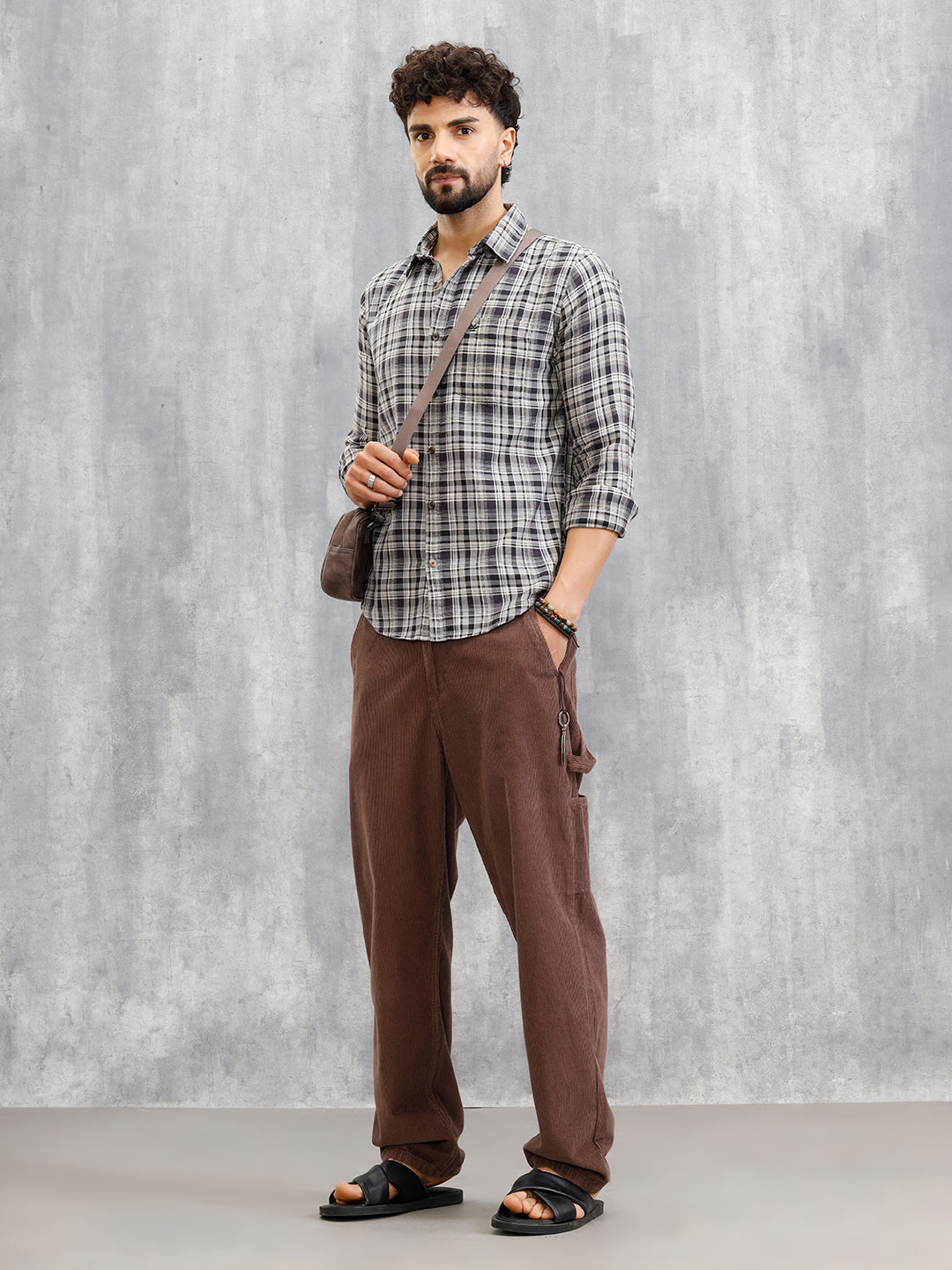 Yarn Dyed Check Shirt In Twill | Grey