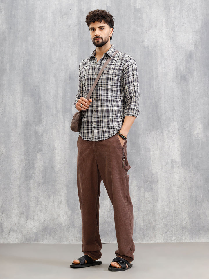 Yarn Dyed Check Shirt In Twill | Grey