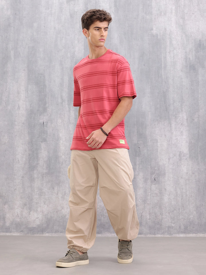 Printed All Over Striper Tee I Red