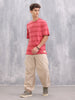 Printed All Over Striper Tee I Red