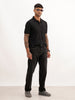 Slim Fit AOP Polo T-Shirt | Black