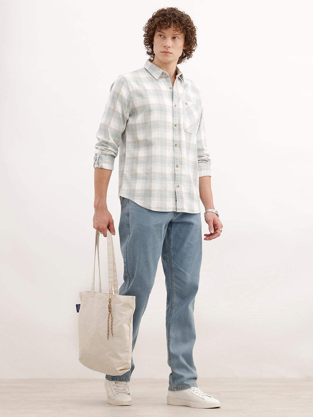 Regular Fit Checkered Shirt | Teal