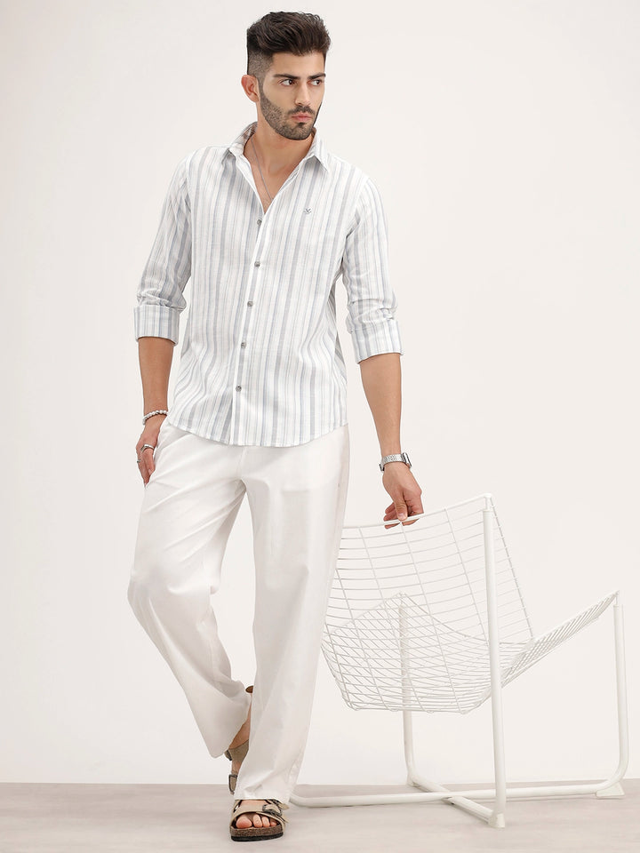 Classic Slim Fit Striped Shirt | Blue