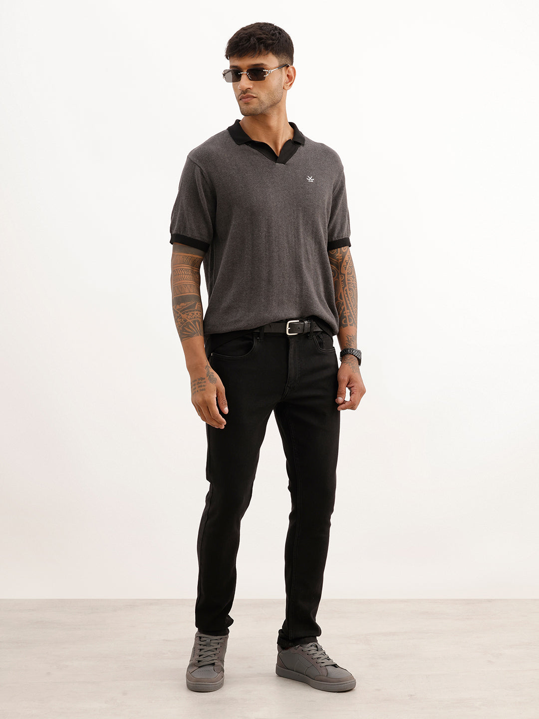 Solid Slim Fit Denim Jeans | Black