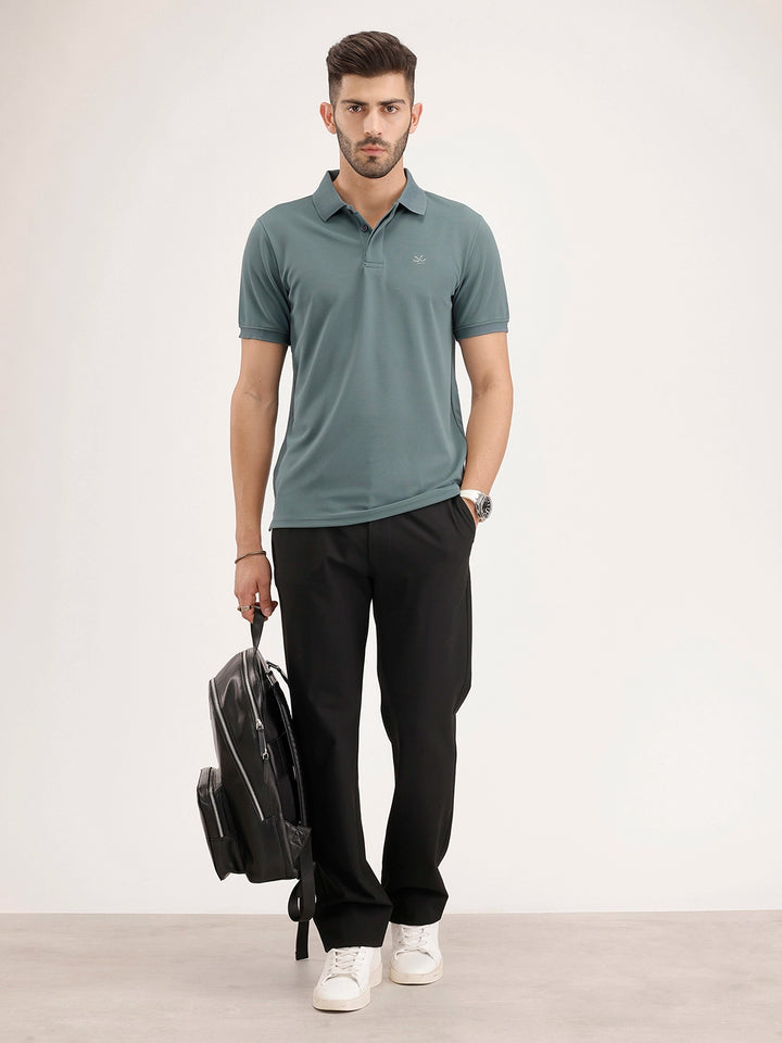 Solid Slim Fit Polo T-Shirt | Grey
