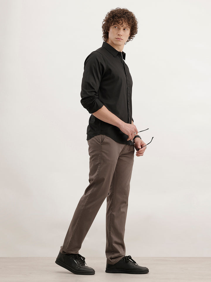 Slim Fit Solid Trouser  | Charcoal