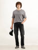 Straight Fit Faded Denim Jeans | Black