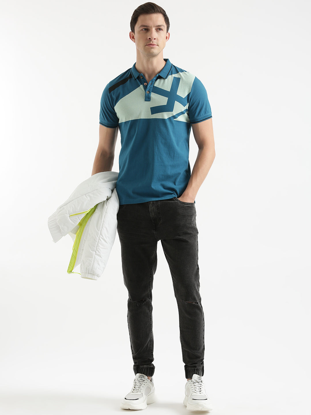 Just Perfect Colour-Blocked Polo T-Shirt