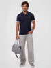 Slim Fit Contrast Sleeve Polo T-Shirt | Navy Blue