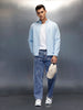 men's casual front zip up stand collar sweatshirt | Blue