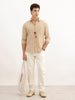 Regular Fit Full Sleeve Striped Shirt | Khaki