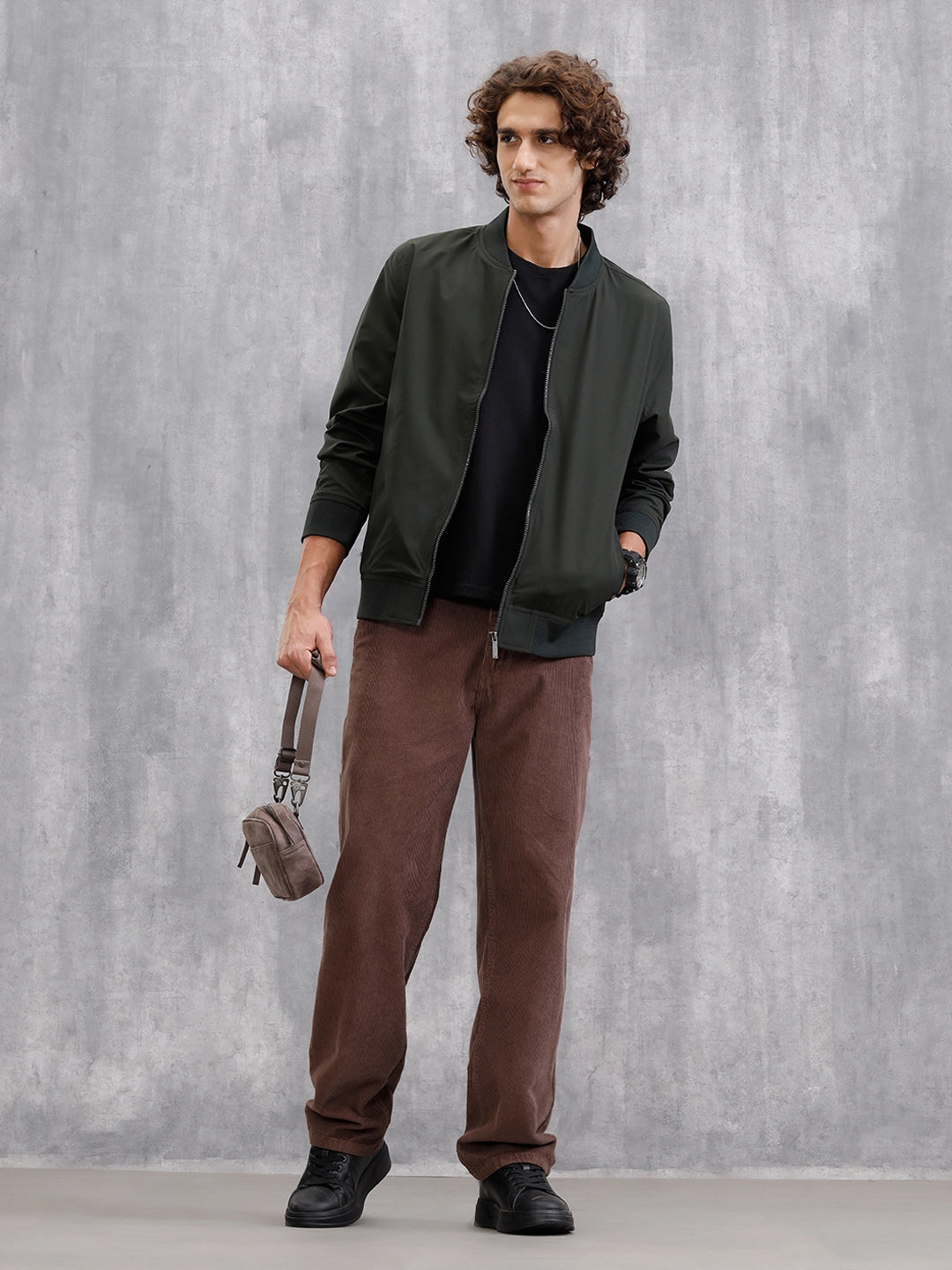 Solid Bomber Jacket | Dark Green