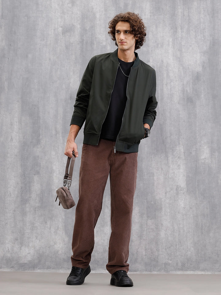 Solid Bomber Jacket | Dark Green